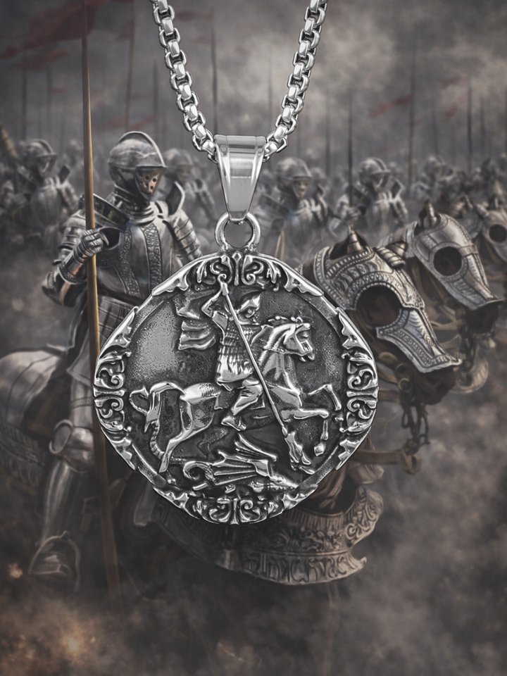 The Armored Kingdom Saint George Dragon Slayer Necklace-Brotherhood-Detailed Engraving product image (1)