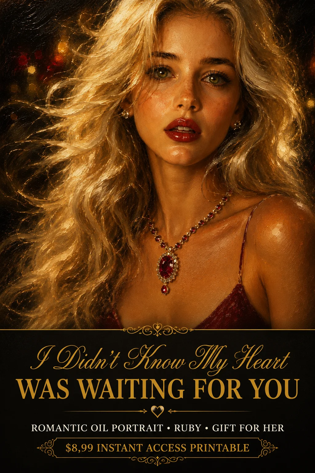 I Didn't Know My Heart Was Waiting For You | Romantic Oil Portrait Wall Art $8,99 product image (1)