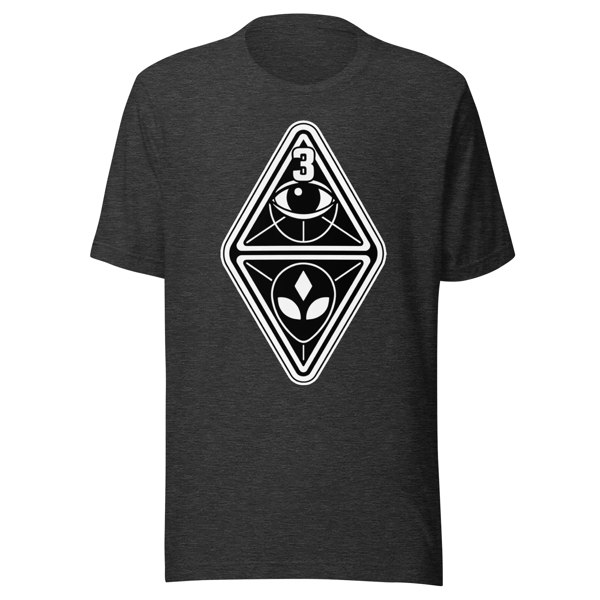 3 Eyed Alien – Emblem – on Heather Gray Bella+Canvas Unisex Supersoft T-Shirt product image (1)