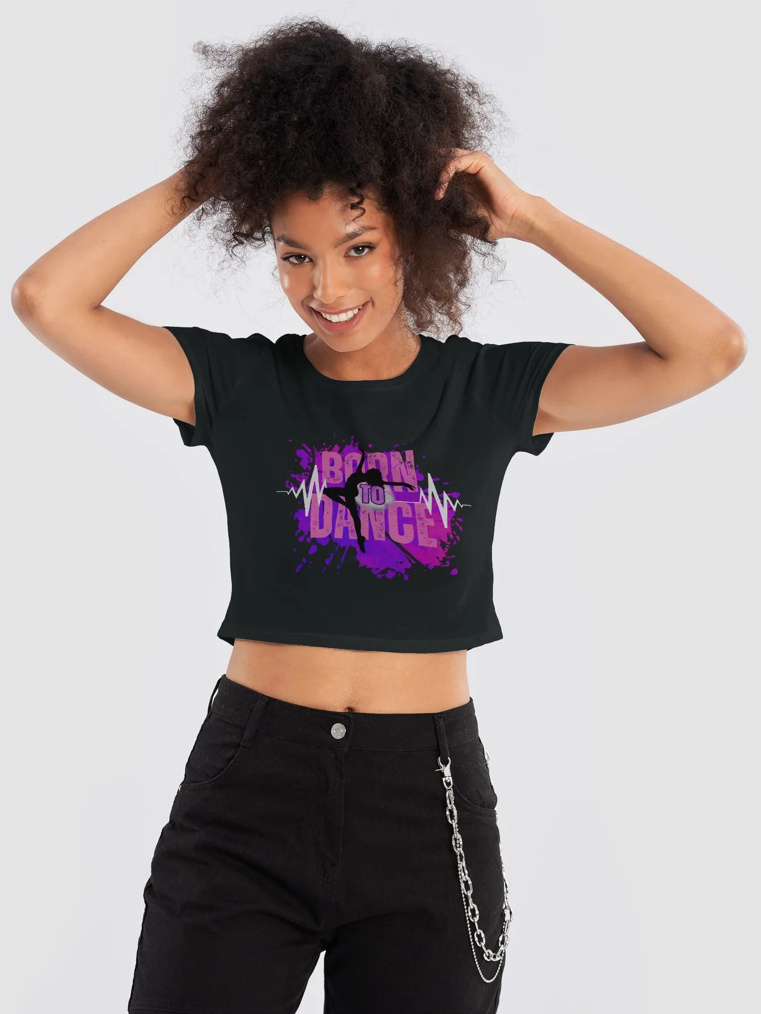 Born to Dance Her Silhouette Women's Crop Tee product image (18)