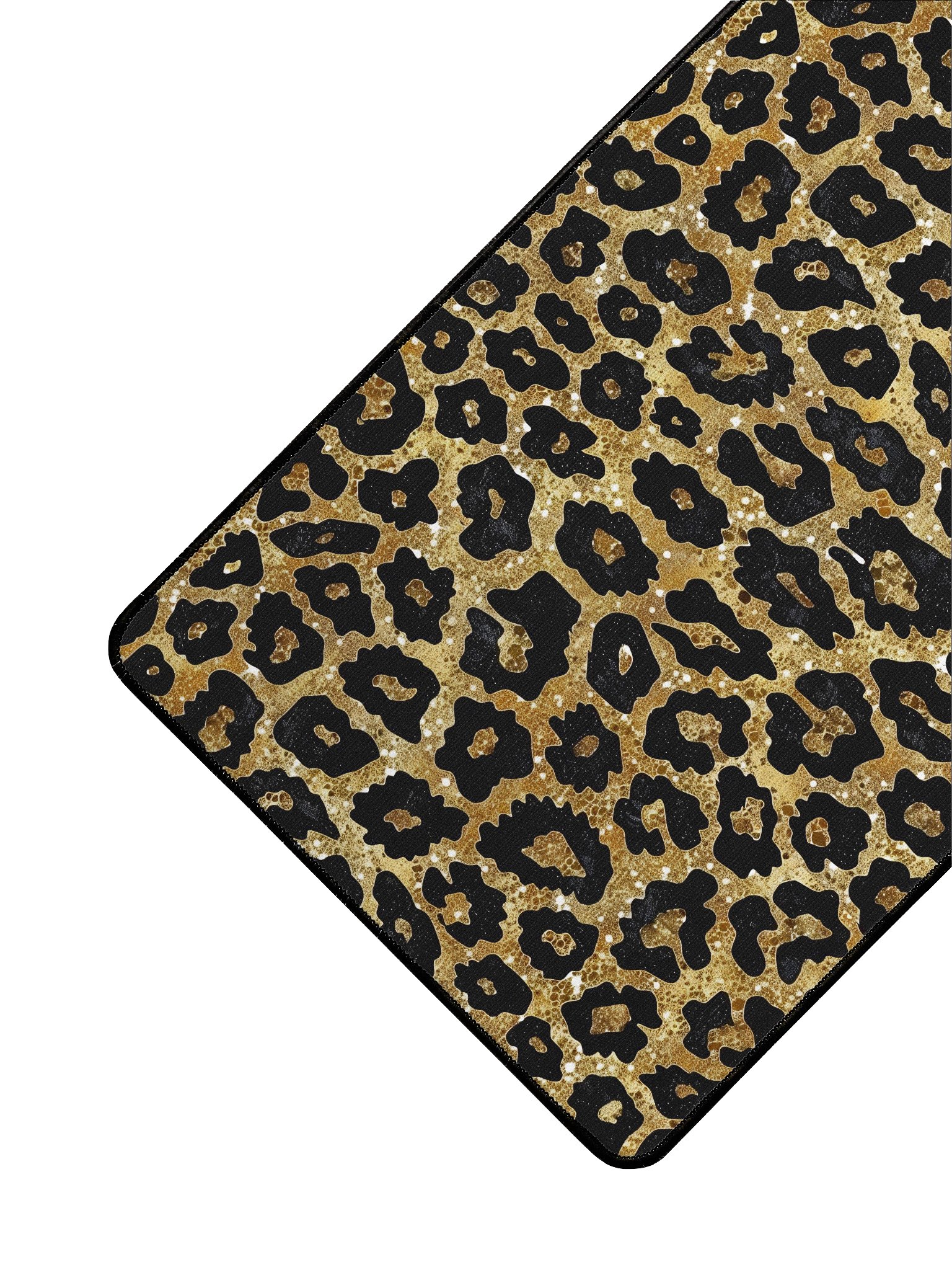 Elegant Black and Gold Leopard Print Desk Mat for Workspace product image (3)