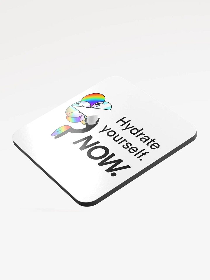Mini Hydrate yourself NOW glossy cork coaster product image (1)