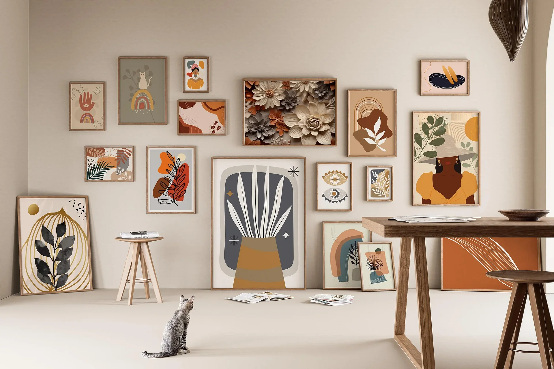 Boho Wall Collage Mega Bundle, Set of 1250+ Prints Digital product image (7)