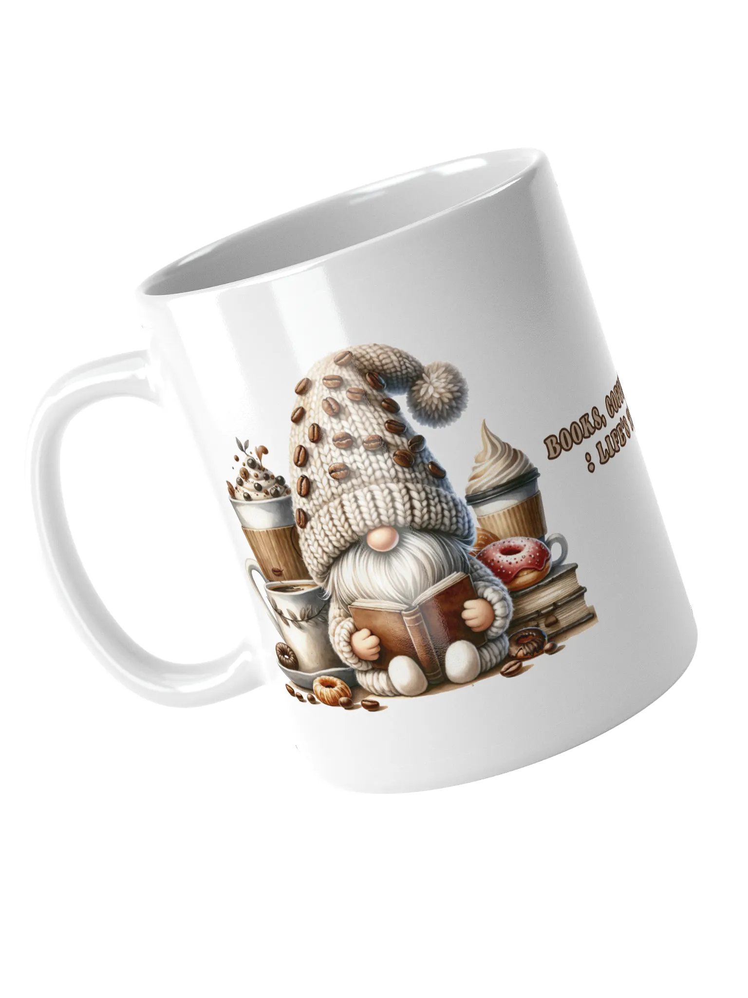 Gnome Books Coffee Donuts Ceramic Mug product image (3)