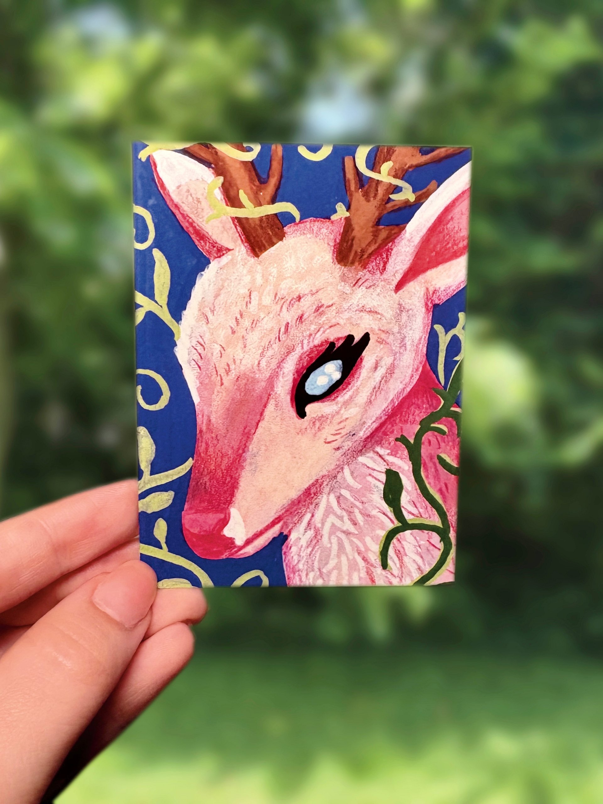 Art Card Print - Pink Deer Florafawn ACEO product image (1)