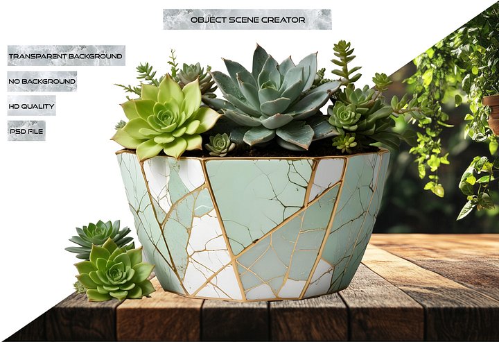 Kintsugi Harmony – Faceted Succulent Planter PNG product image (2)