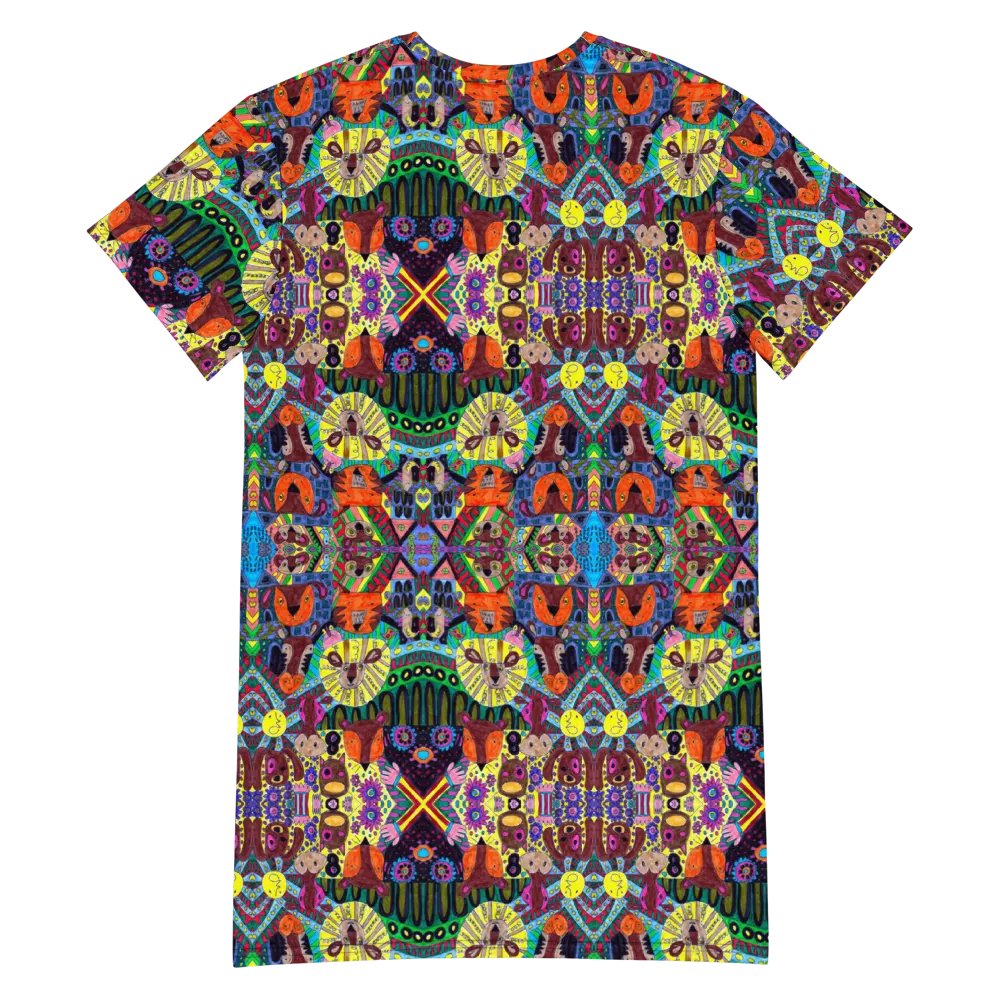 Abstract Doodle Art Animals Ladies T Shirt Dress product image (7)