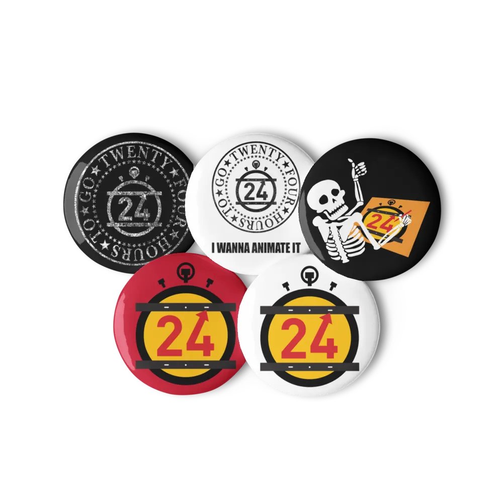 24 HOURS Button Pin Set product image (3)