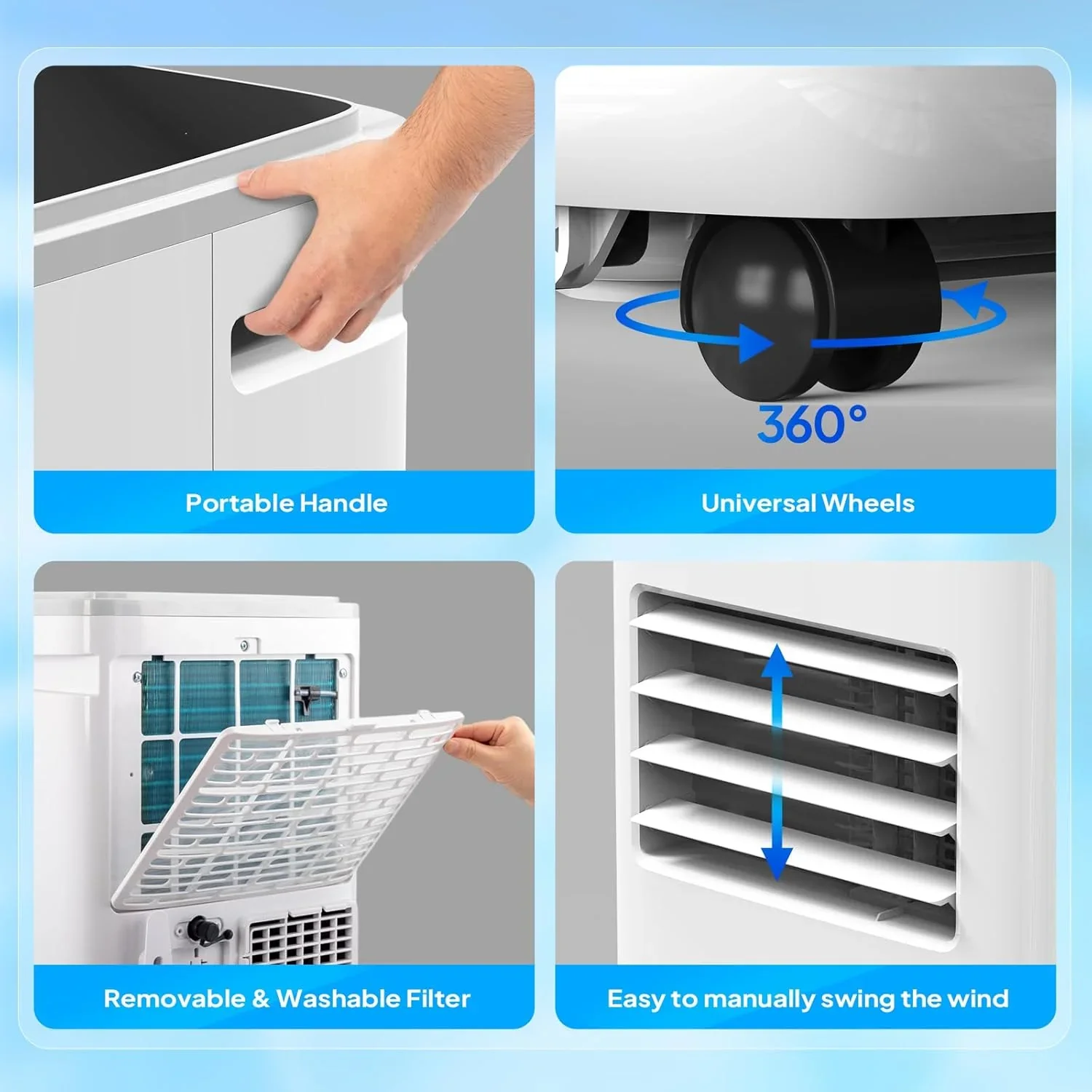 9000 BTU Portable Air Conditioner with Heating, Dehumidifier, Sleep Mode & Remote Control product image (7)