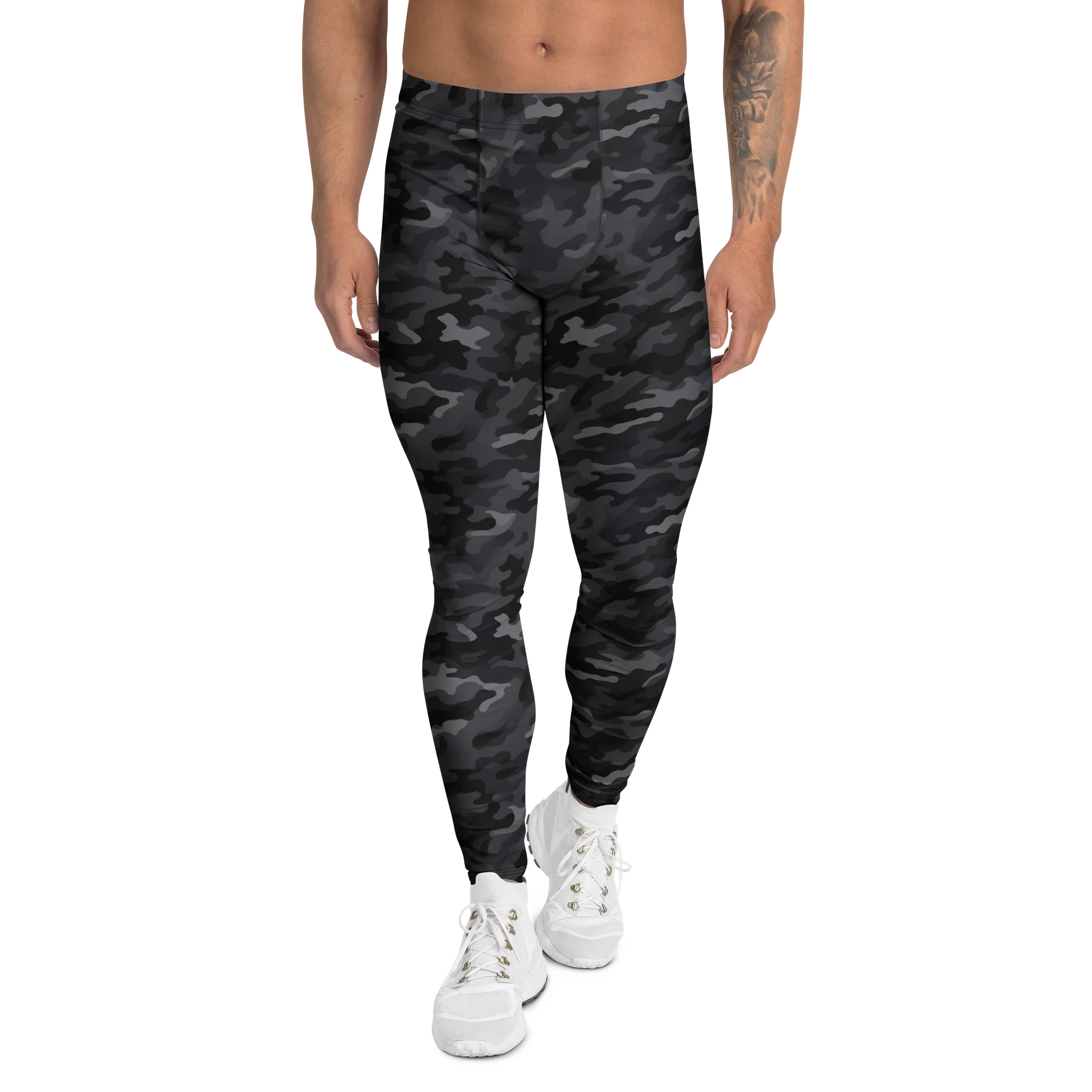 Comfortable Men's Leggings Bold Black Camo Print product image (1)