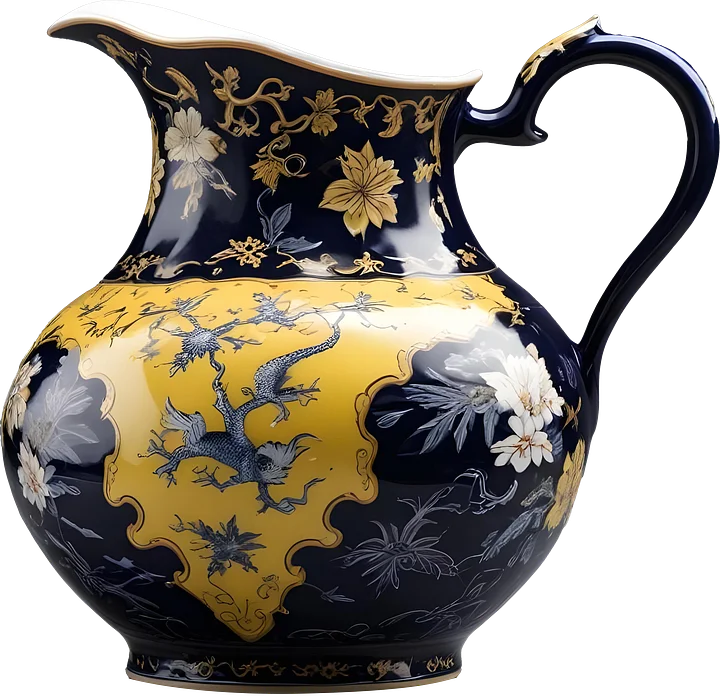 Chinese Porcelain Pitcher with Golden Dragon Motif PNG product image (1)