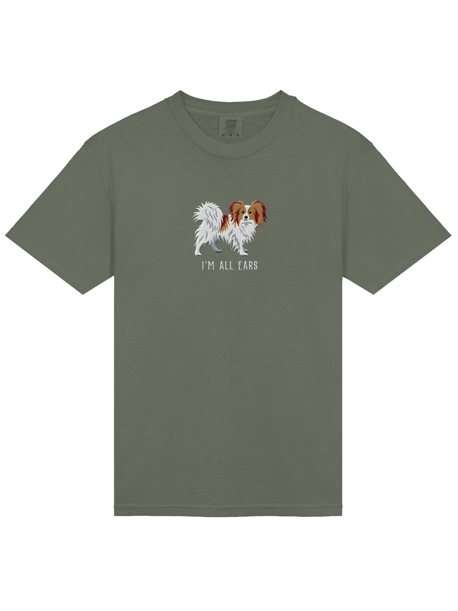 I'm All Ears T-Shirt(Embroidered) of a Papillon(Brown & White) product image (6)