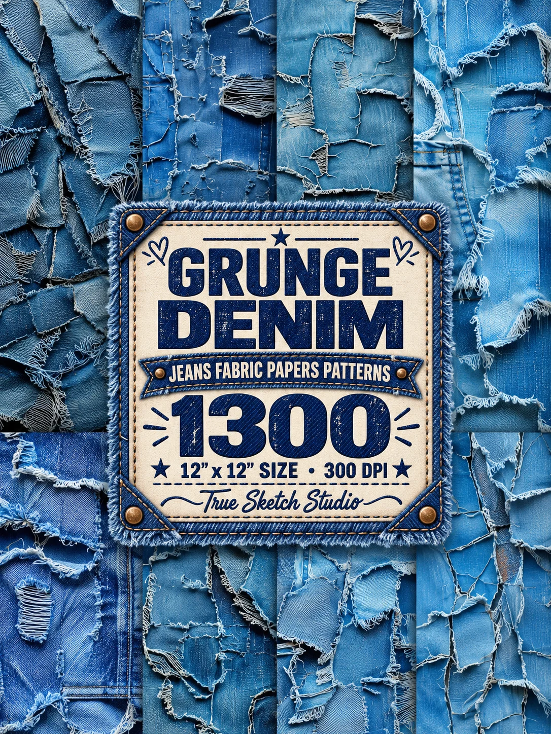 1300 Denim Digital Papers, Jeans Fabric Texture Bundle product image (8)