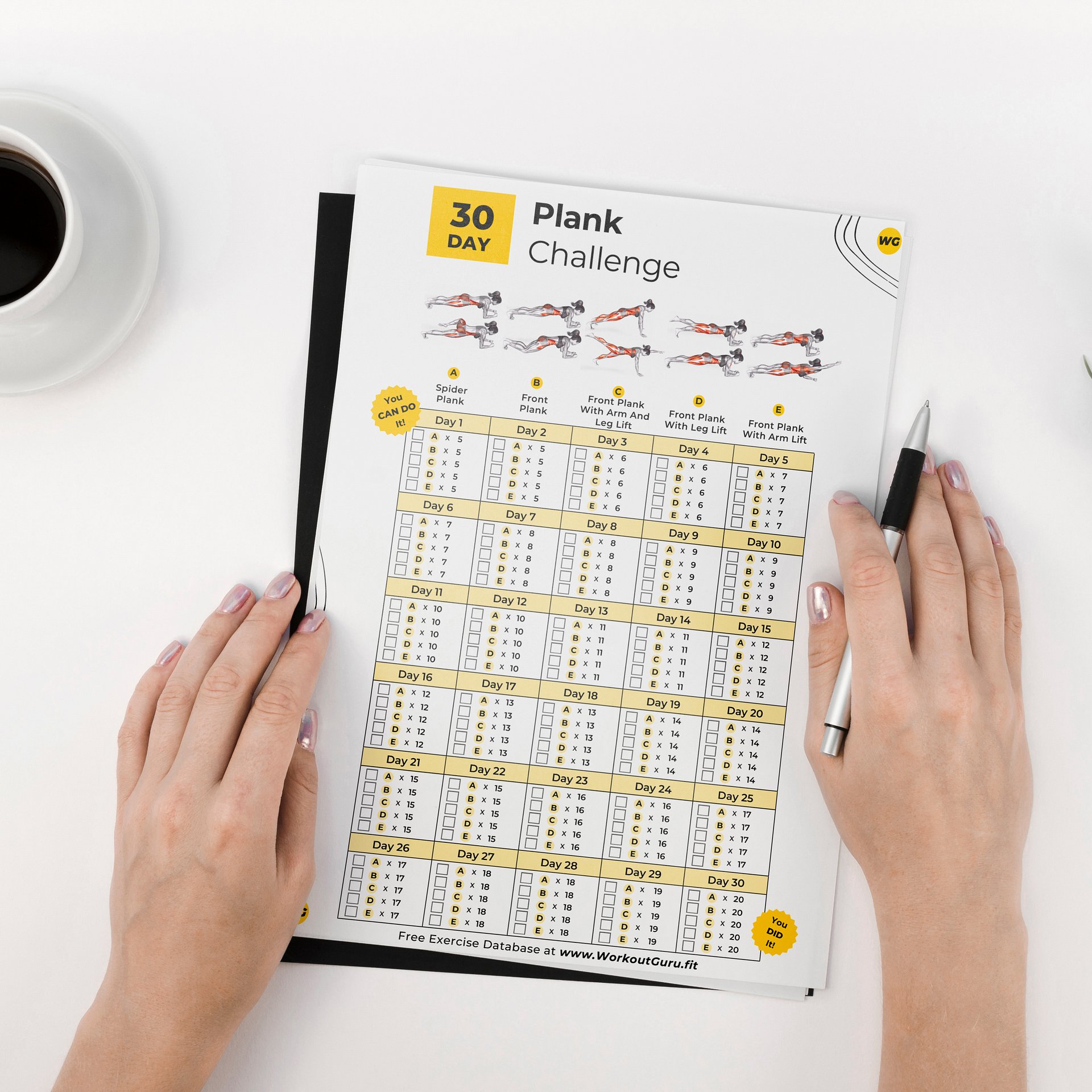 30 Day Plank Challenge - Printable Workout Tracker product image (5)