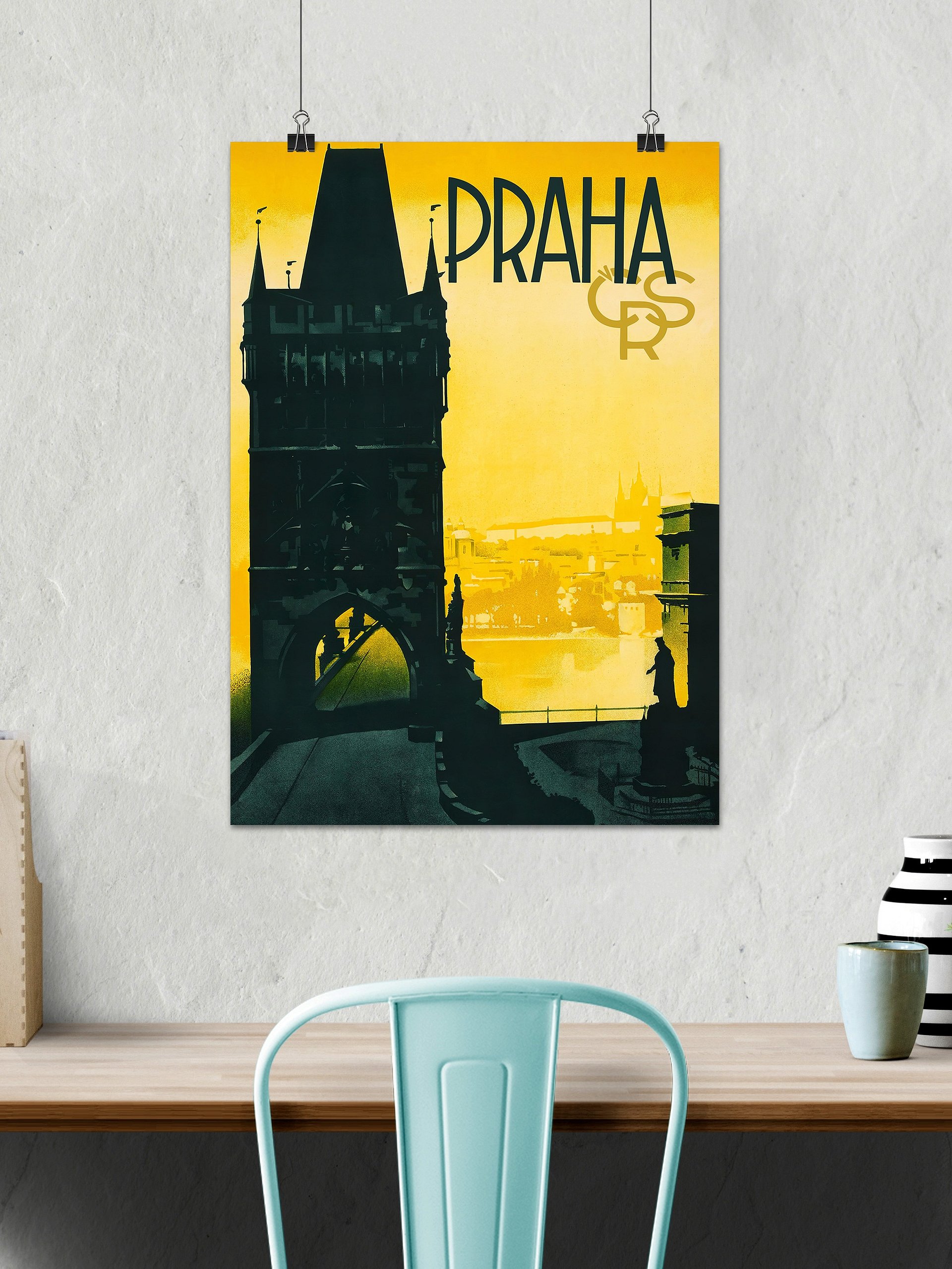 Prague Czech, 1930s — Retro travel poster, vintage travel print product image (2)