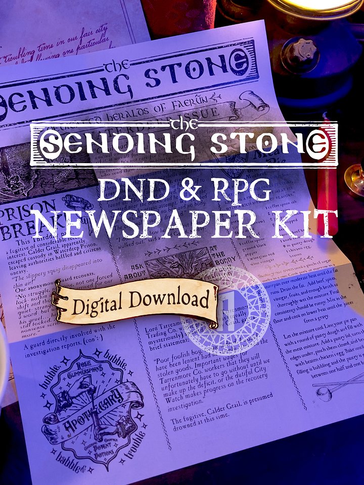 Editable Fantasy Newspaper Template - "The Sending Stone" product image (1)