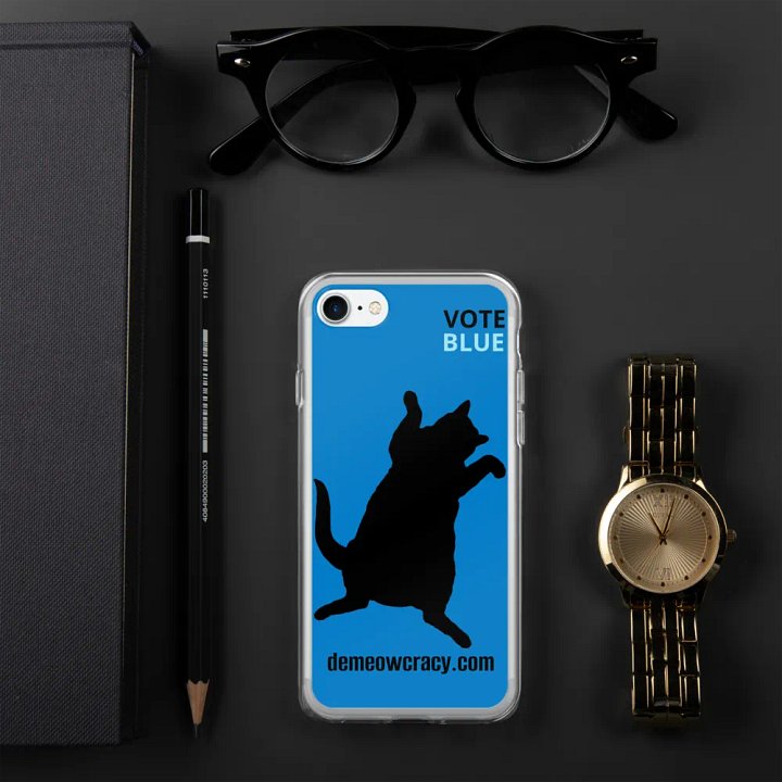 Vote Blue Dancing DeMeowcracy Cat iPhone Case - Turquoise Blue product image (2)