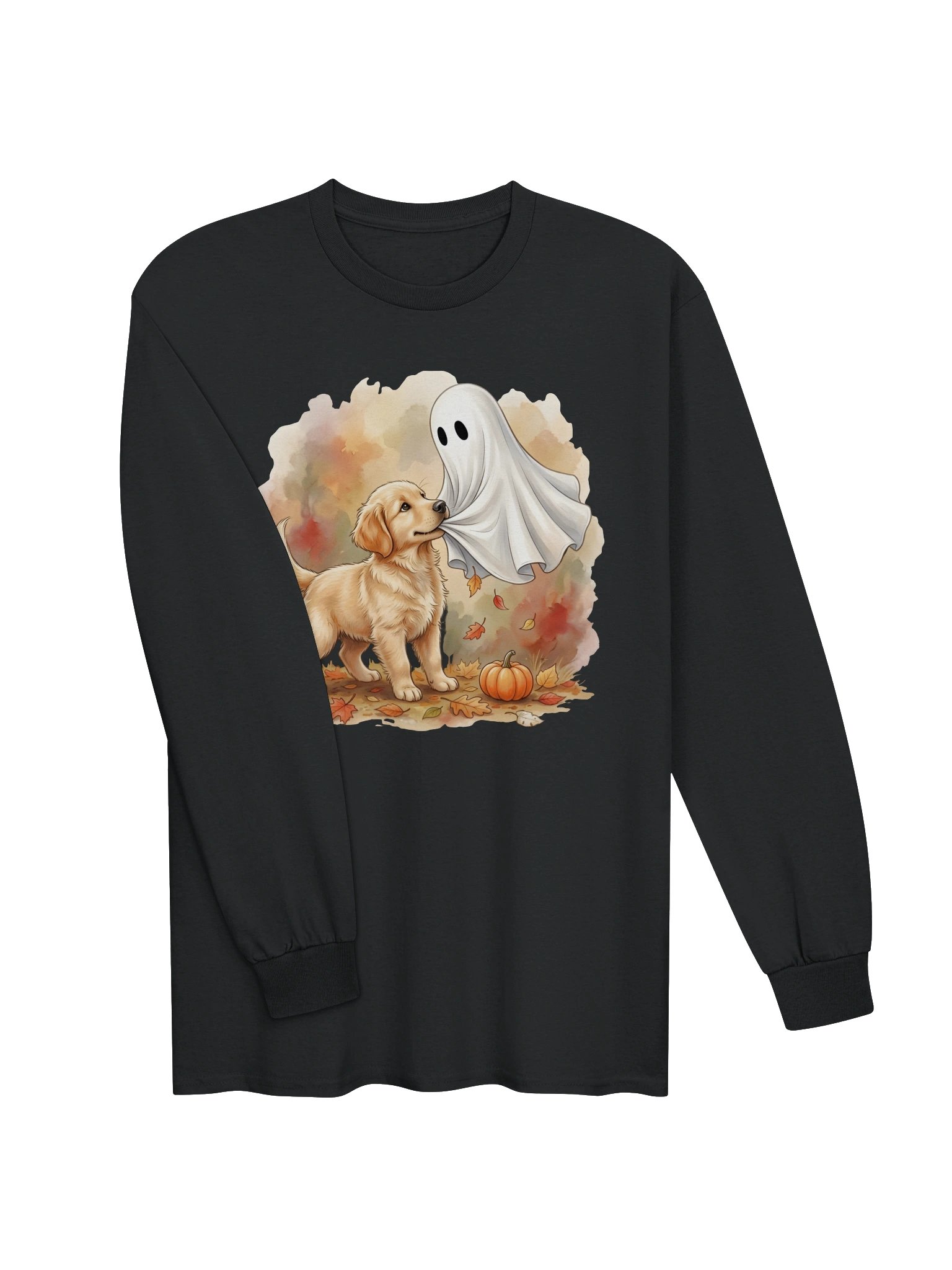 Golden Puppy & Ghost - Cozy Autumn Long Sleeve Tee product image (19)