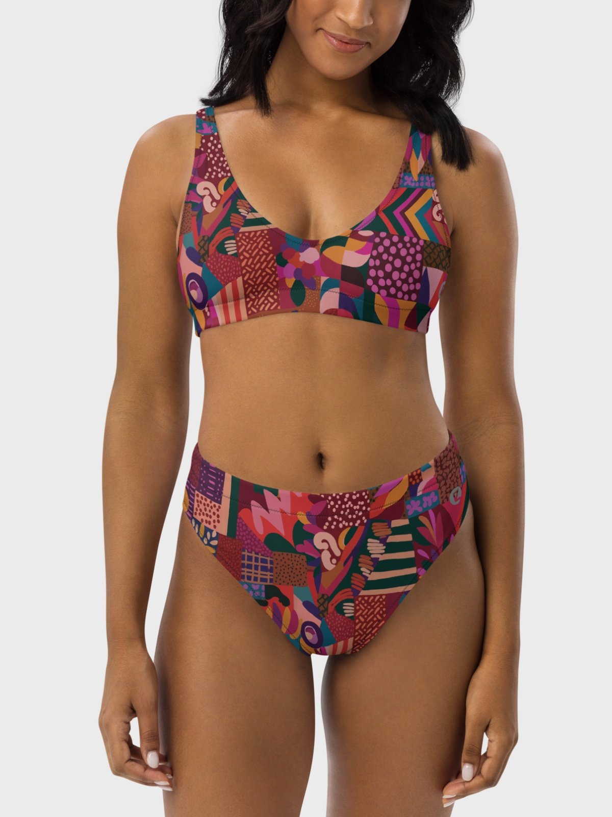 Recycled Padded Bikini Top "Abstract African Ethnic Pattern" product image (4)