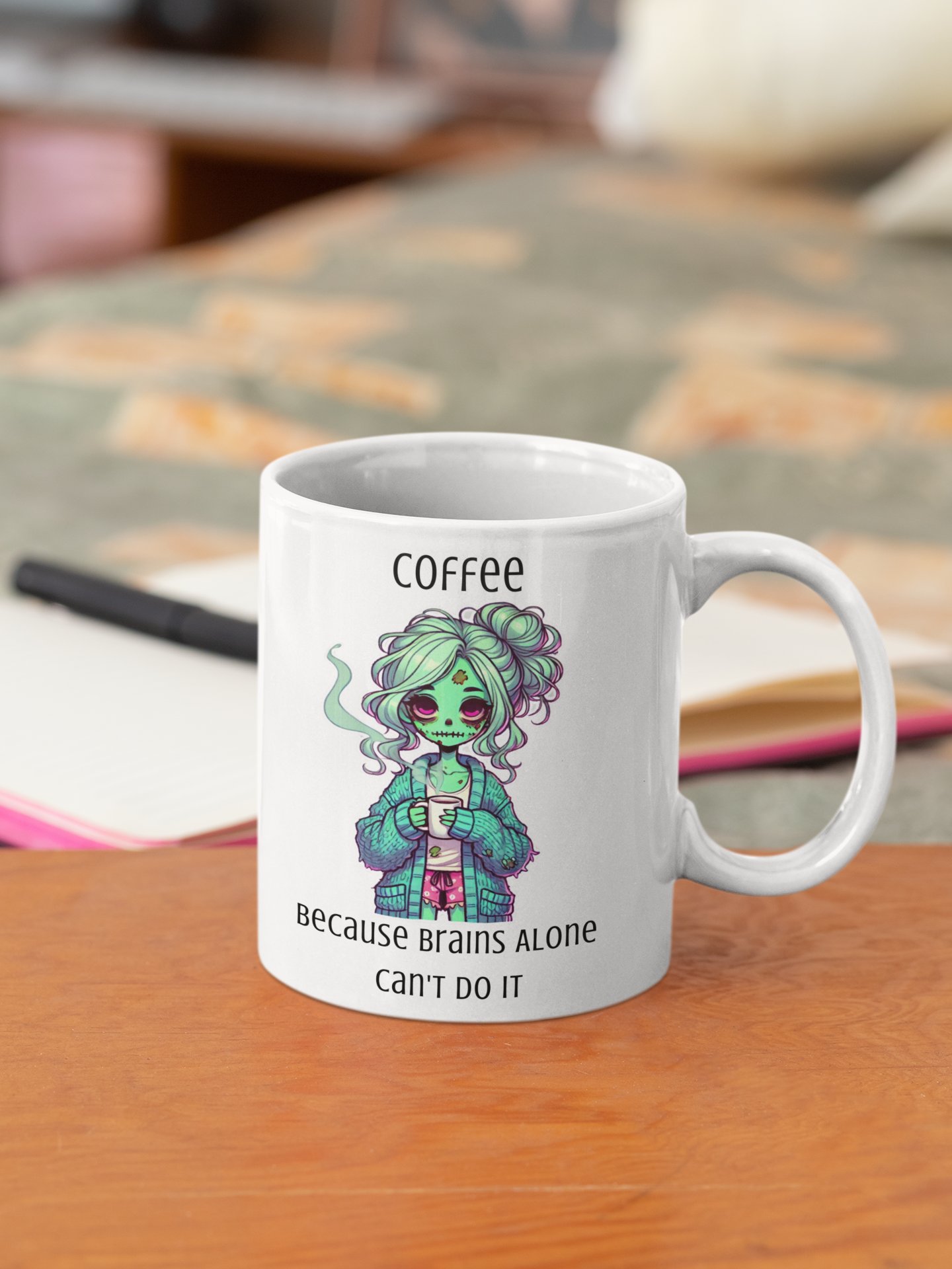 "Coffee, Because Brains Alone Can't Do It" Zombie Mom Coffee Mug product image (1)