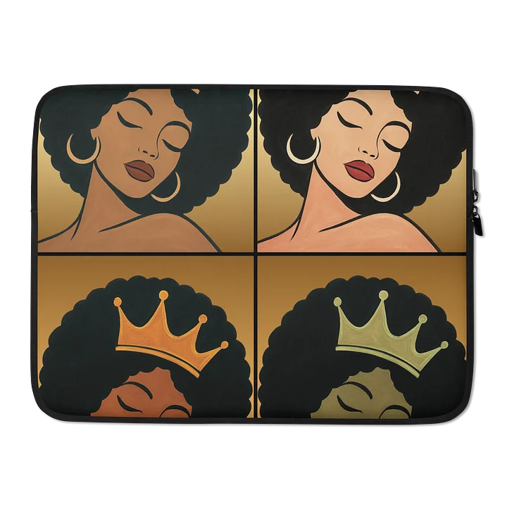 Poised Princess Crowned Quadrants Pop‑Art Laptop Sleeve product image (2)