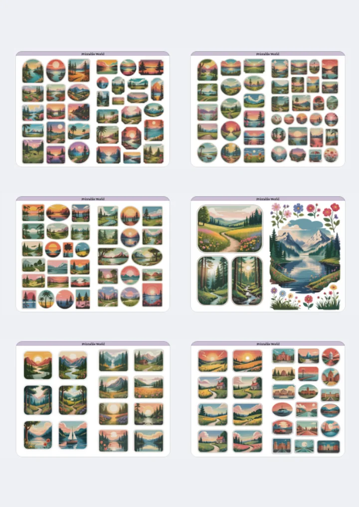 Scenes & Landscapes Sticker Pack (Vintage Style) product image (2)