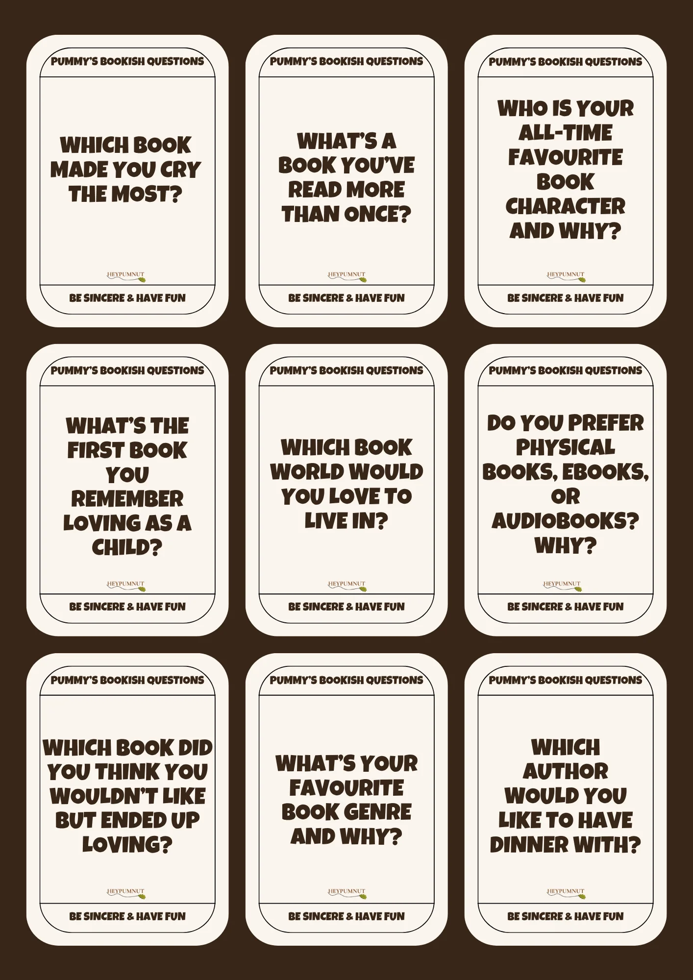 Pummy’s Bookish Questions (Free Printable PDF) product image (3)