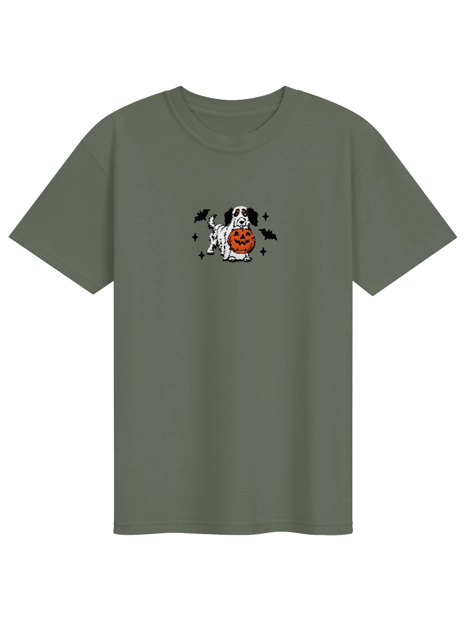 Halloween Longhaired Dachshund(Pied, Black) Embroidered T-Shirt product image (9)