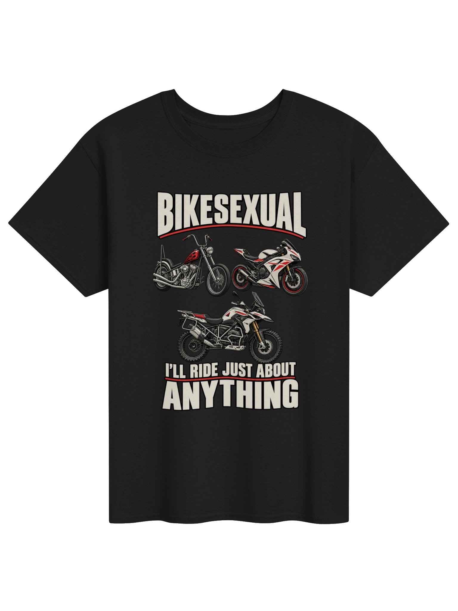 Bikesexual I'll Ride Anything Retro Motorcycle T-Shirt product image (1)