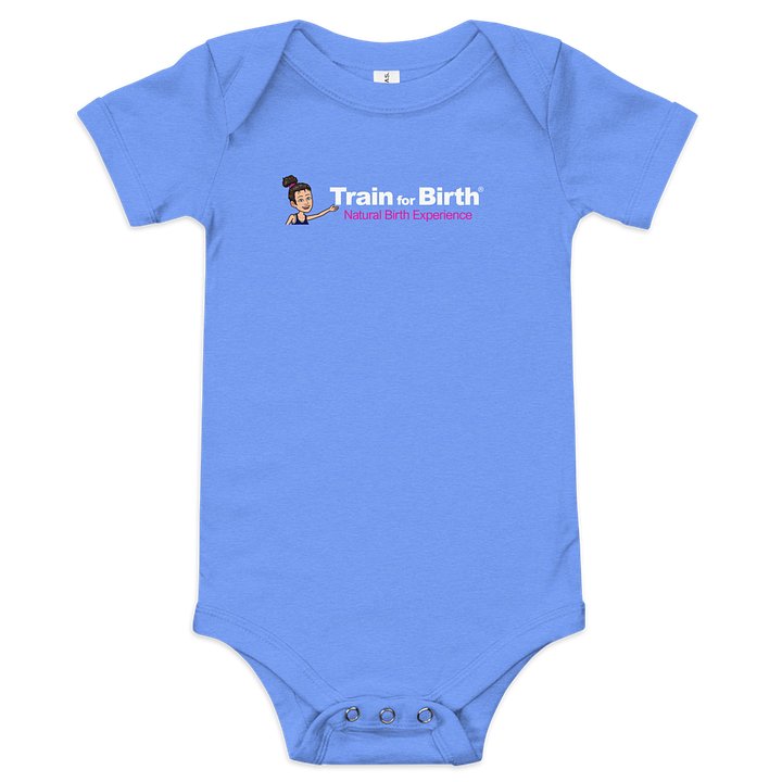Train for Birth® Bella+Canvas Short Sleeve Heather Columbia Blue Baby Onesie product image (1)