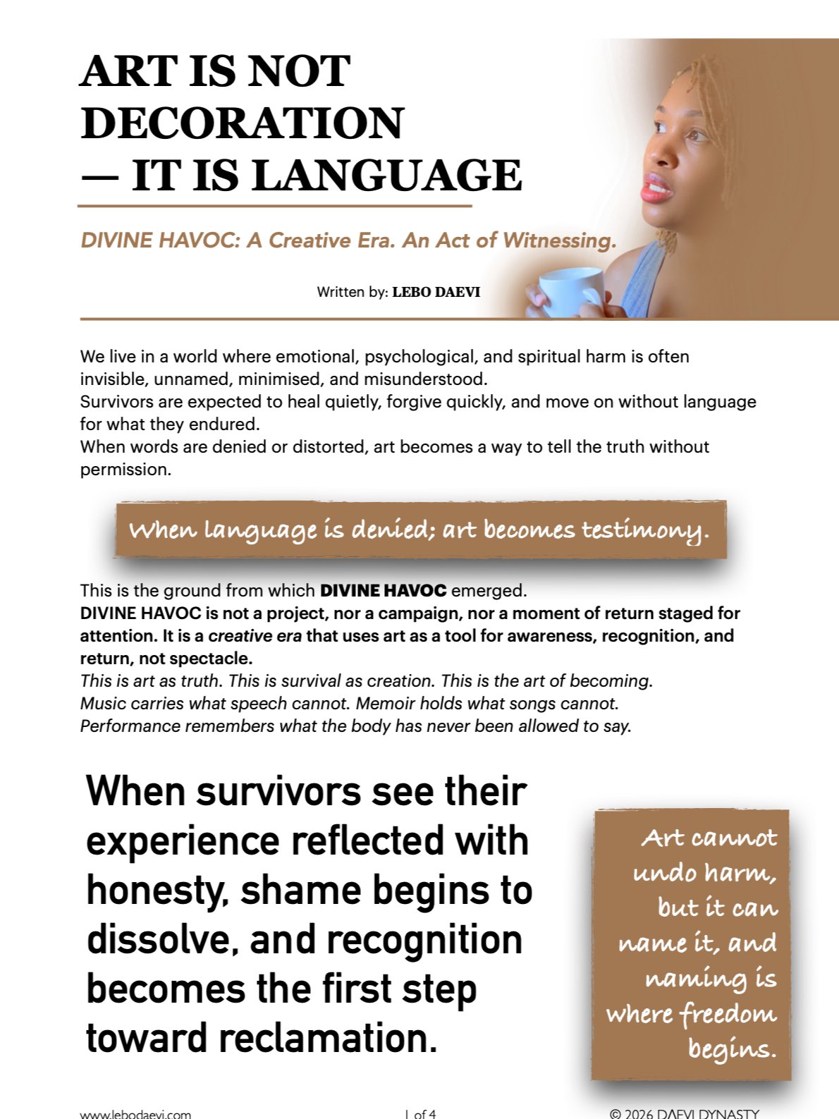Article: ART IS NOT DECORATIVE—IT IS LANGUAGE product image (1)