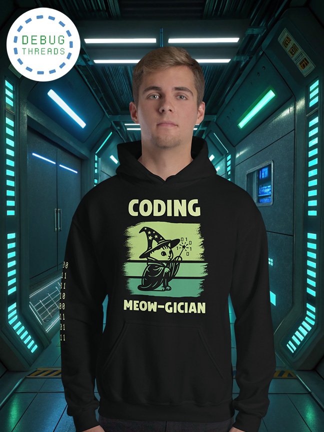 "Coding Meow-gician" Wizard Cat Funny Hoodie product image (1)