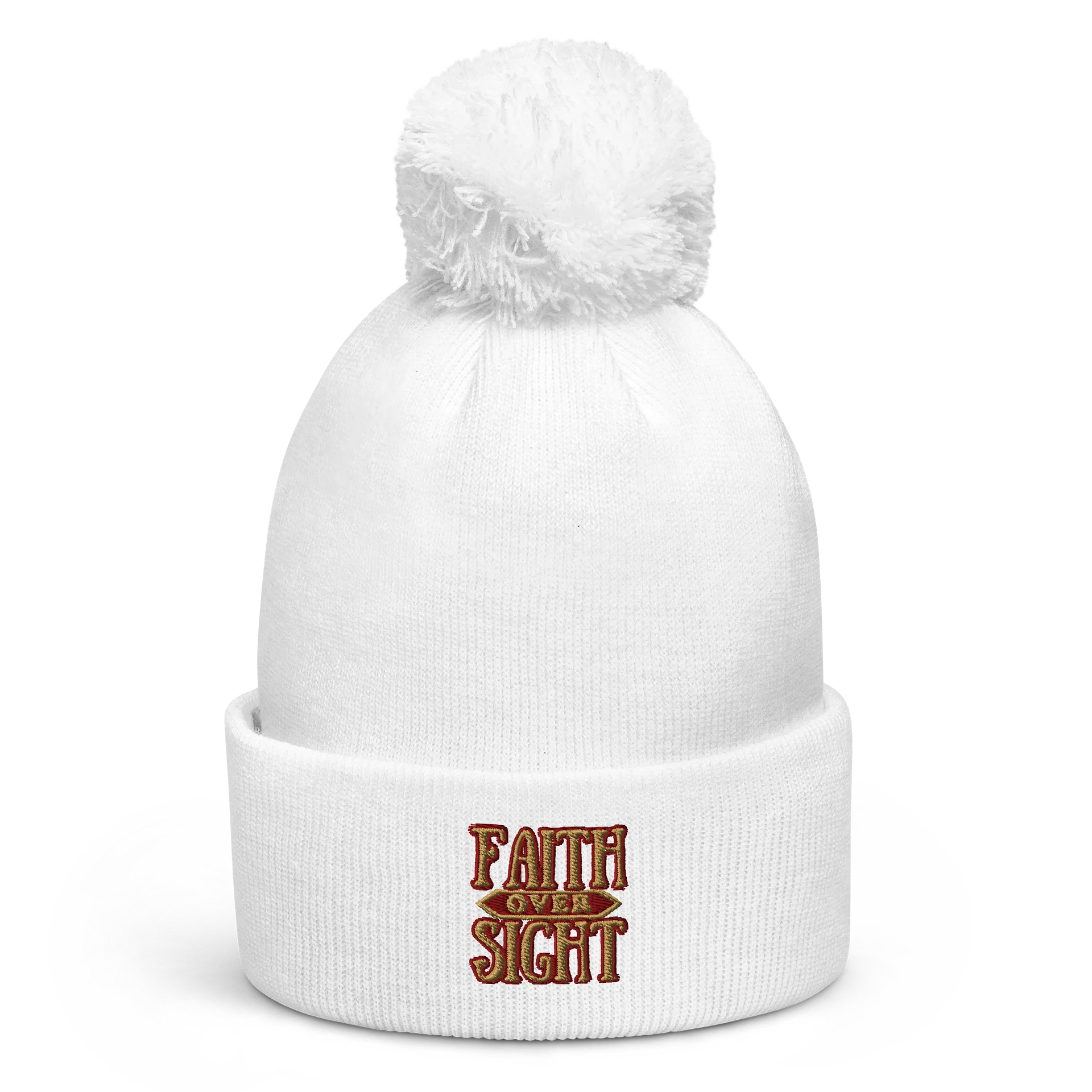 Faith Over Sight | Pom Beanie - Maroon/Gold product image (6)