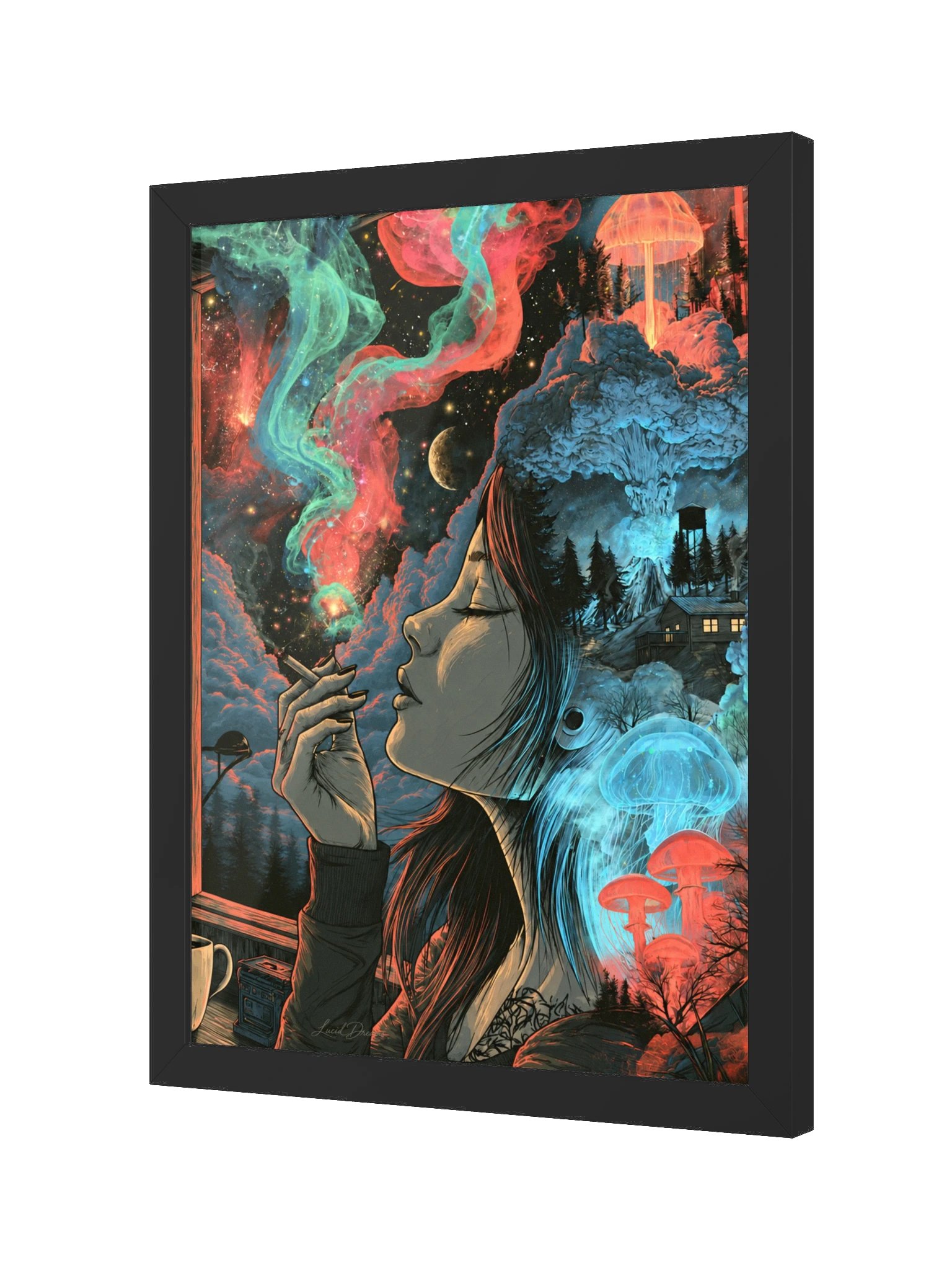 Surreal Smoking Woman Framed Art Print — Surreal Smoking Portrait product image (6)