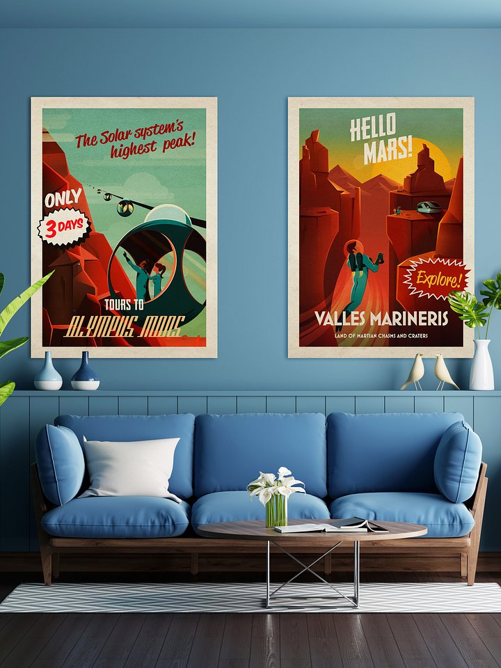 Mars, Tours to Olympus mons — Vintage space poster product image (2)