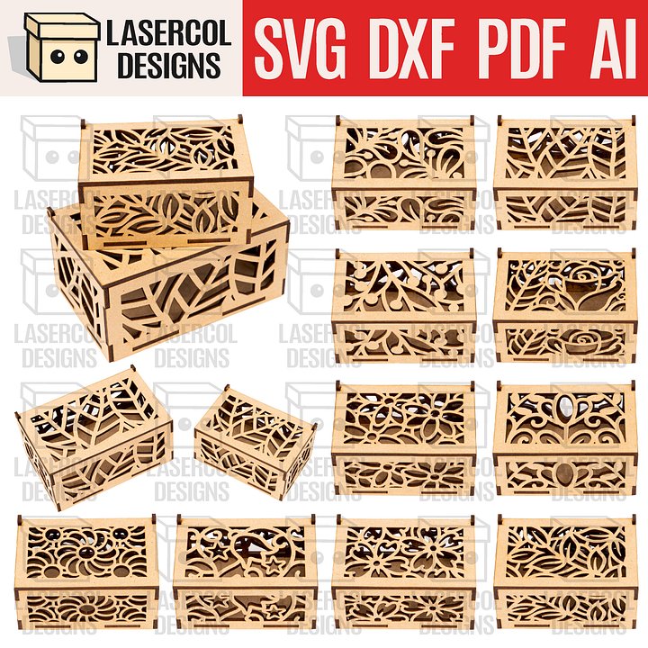 10 Boxes Set 2 (2 Sizes) - Laser Cut Files product image (1)