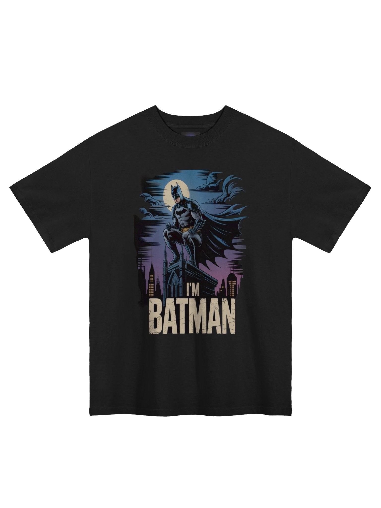 Nocturnal Perch: I'm Batman Oversized Faded T-Shirt product image (3)