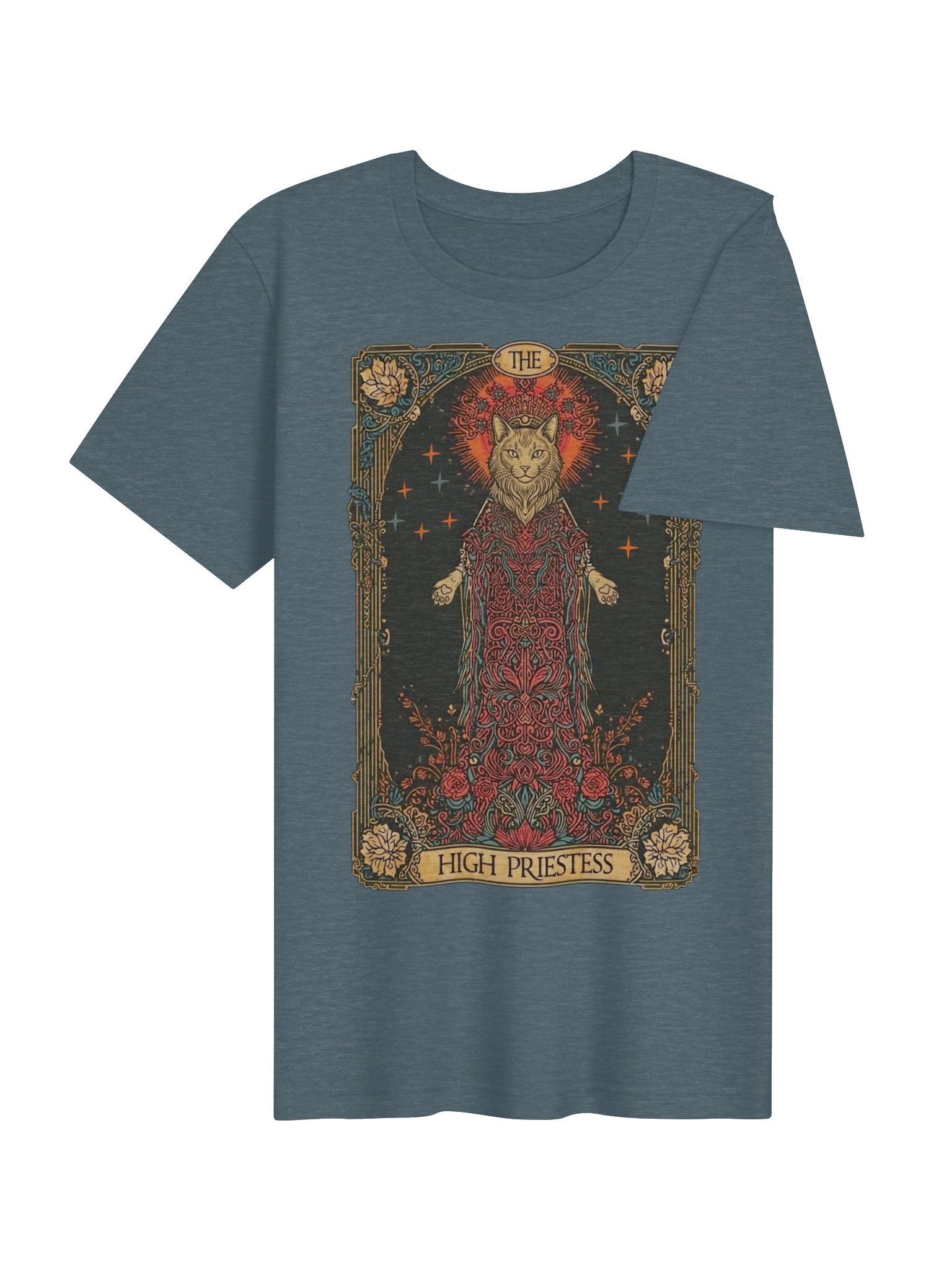 High Priestess Cat Shirt, Mystical Tarot Card Tee product image (5)