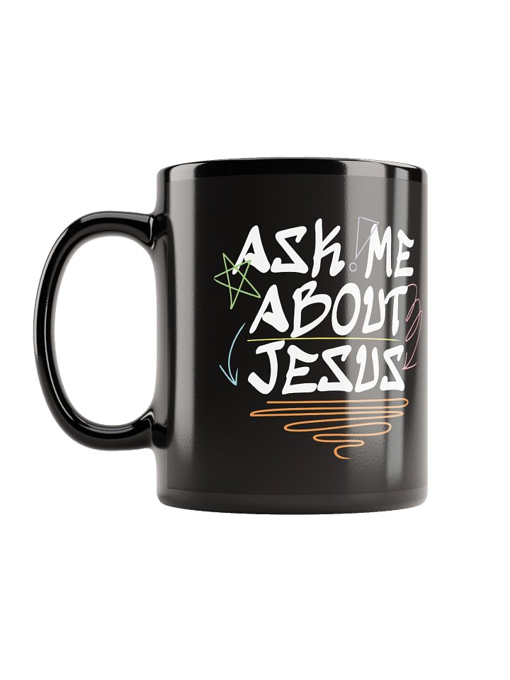 Ask Me About Jesus B/W Logo - Black Coffee Mug product image (1)