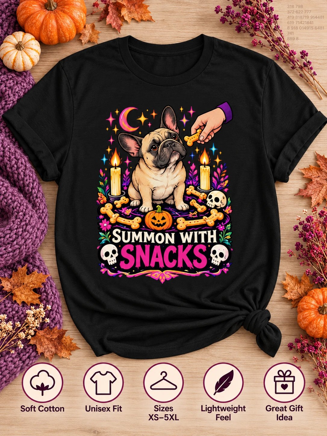 French Bulldog Halloween T-Shirt – Summon With Snacks product image (3)