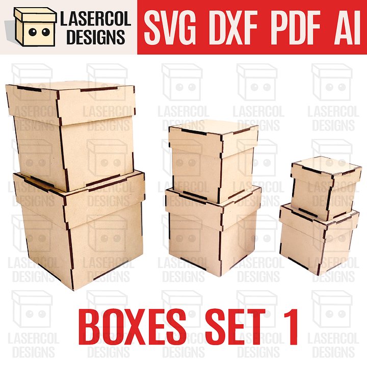 Boxes Set 1 (6 sizes) - Laser Cut Files product image (1)