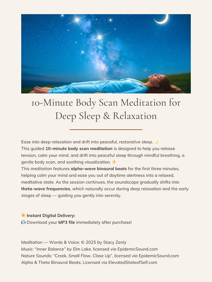 10-Minute Body Scan Meditation for Deep Sleep & Relaxation | MP3 Audio Download product image (2)