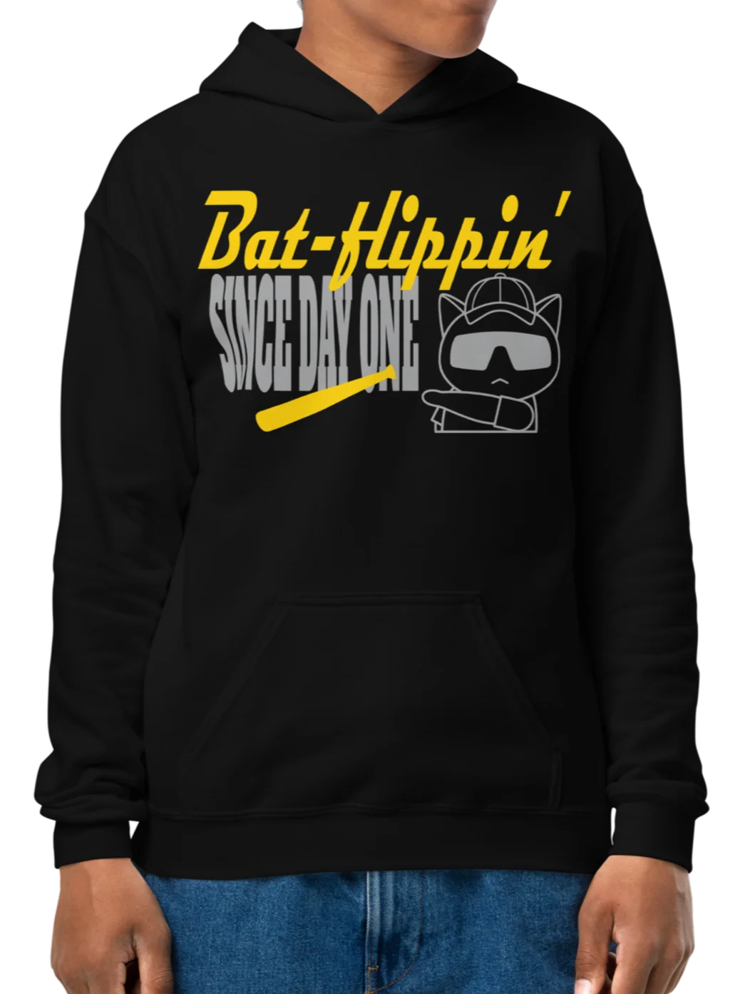 Baseball Cat (Bat-flippin' Since Day One) - Unisex Youth Hoodie product image (2)