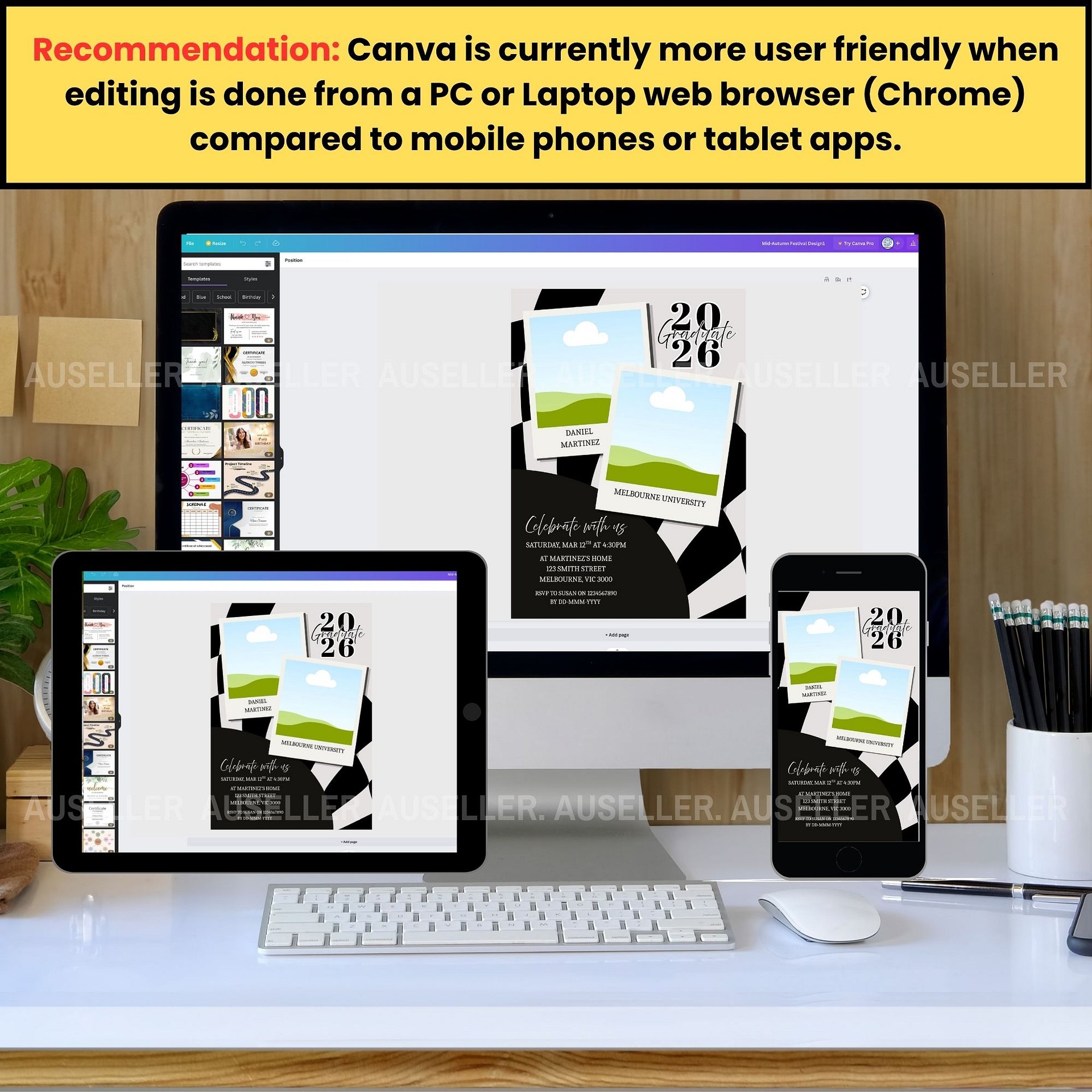 Modern Graduation Invitation 2026 Editable Canva Template product image (3)