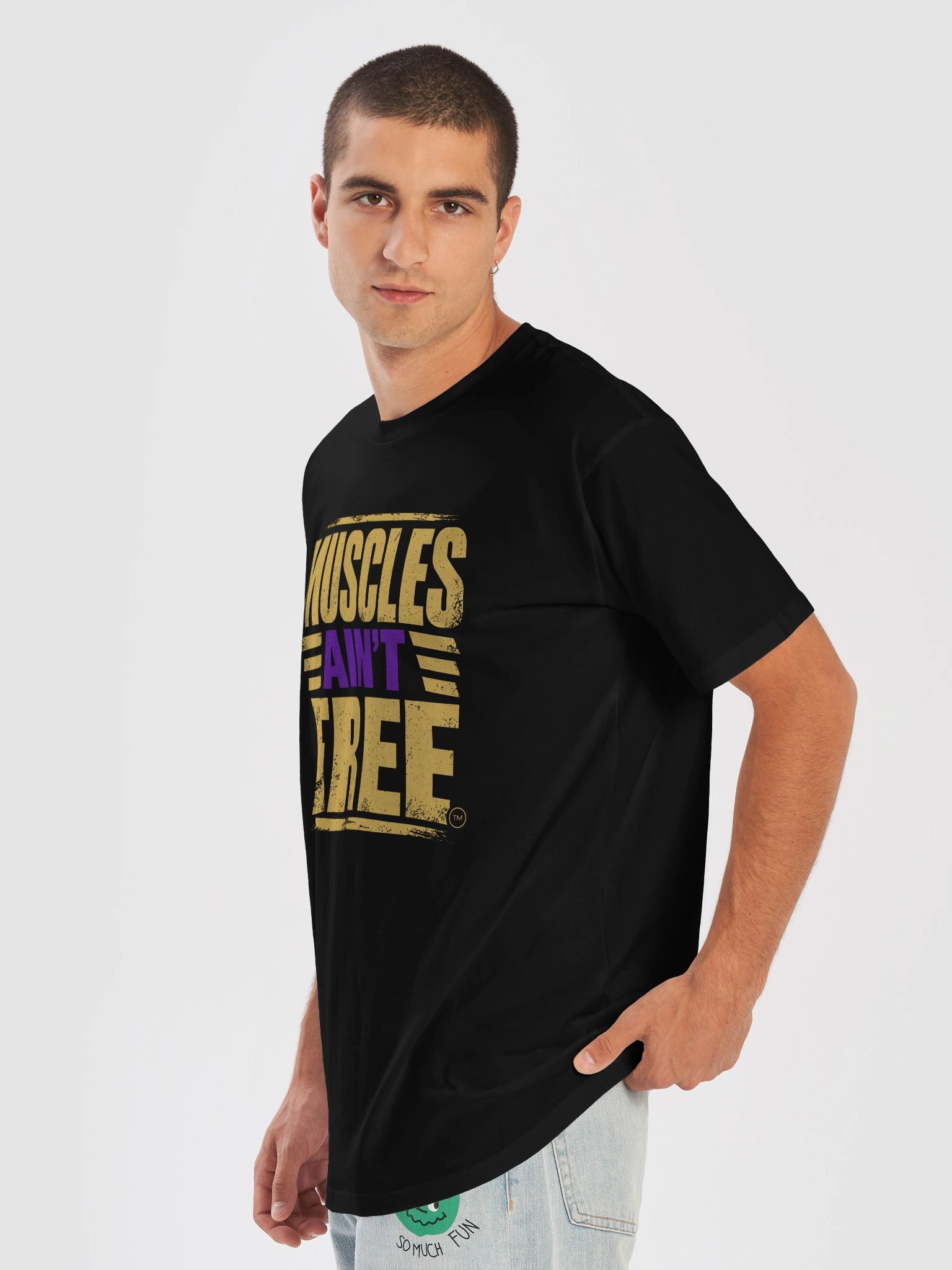The "Muscles Ain't Free" Minimalist Gold AS Colour Premium Tee product image (7)