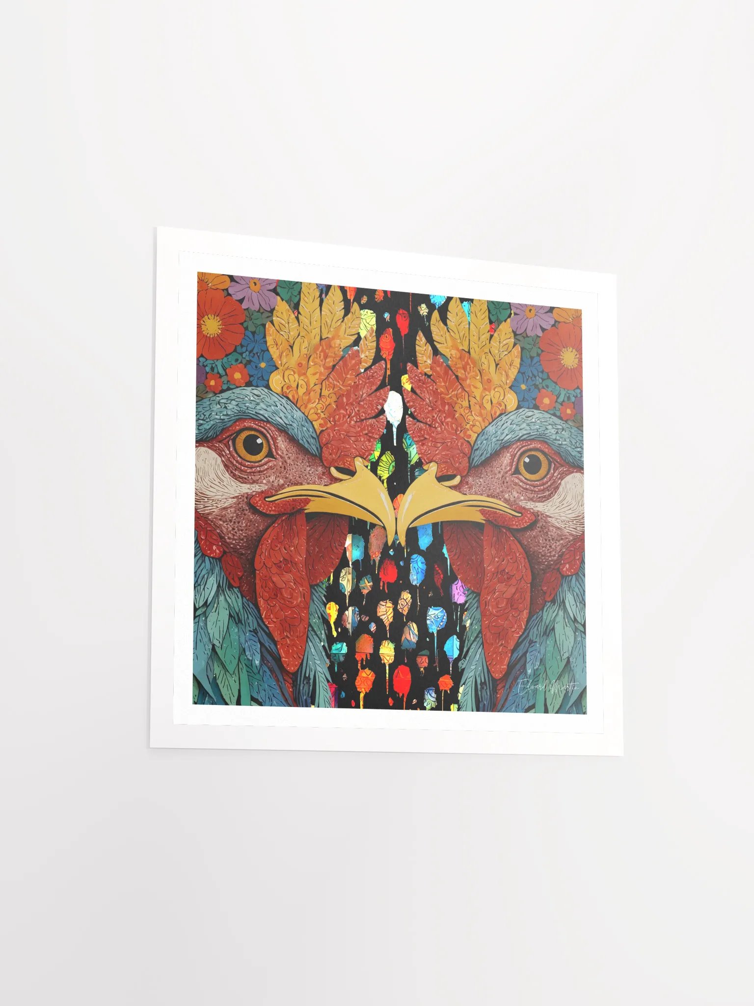 Symmetrical Rooster Heads Poster product image (4)