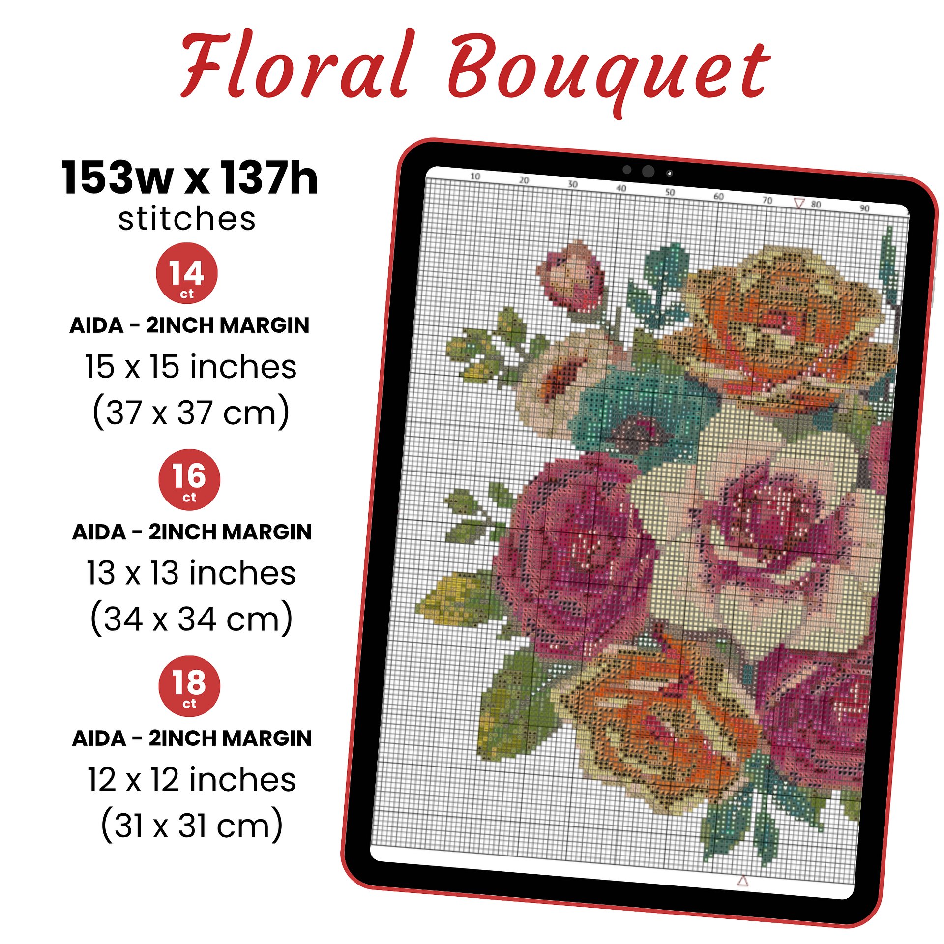 Floral Bouquet Cross Stitch Pattern product image (2)