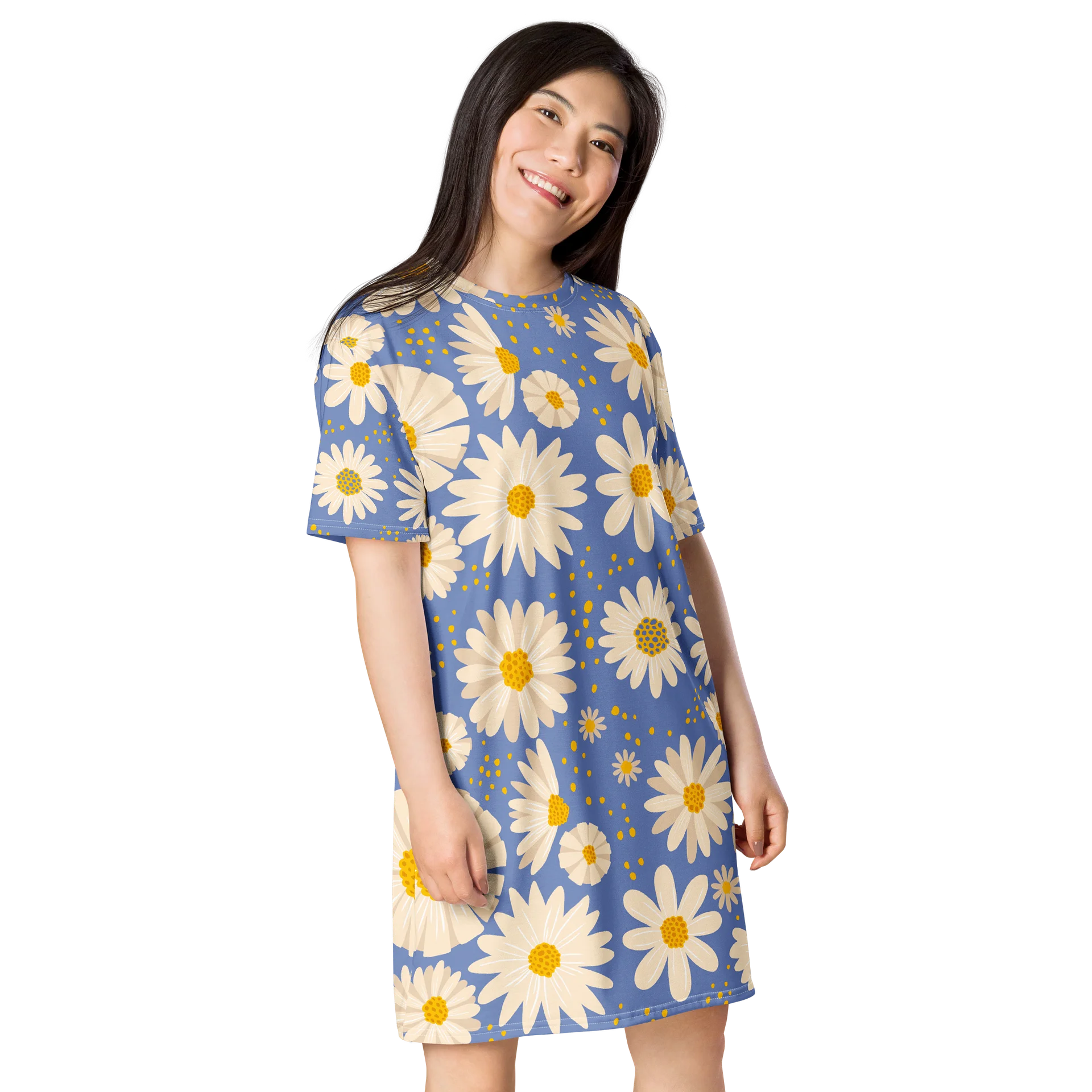 Blue Daisy All-Over Print T-Shirt Dress product image (4)