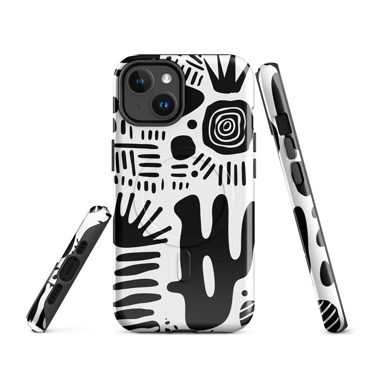 Abstract Monochrome Tough Magnetic MagSafe® iPhone® 14, 15, 16, 17, Pro, Pro Max, Plus Cases. product image (1)