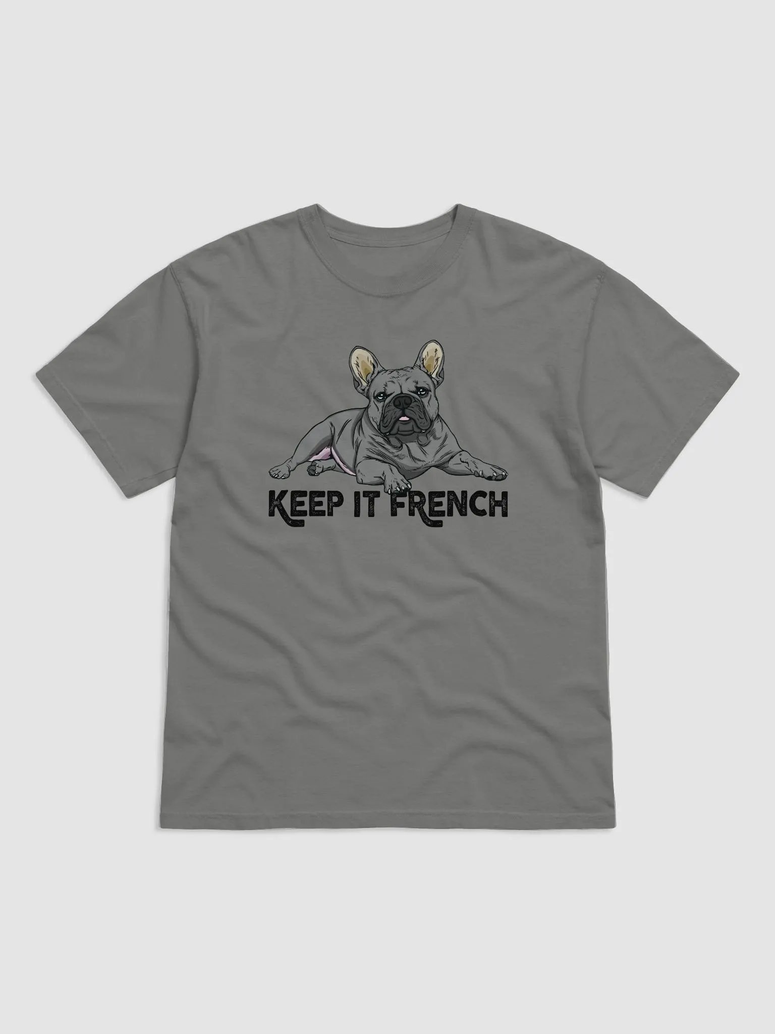 Keep It French T-Shirt of a French Bulldog (Blue) | Funny T-Shirt for Frenchie Paw-rents product image (1)